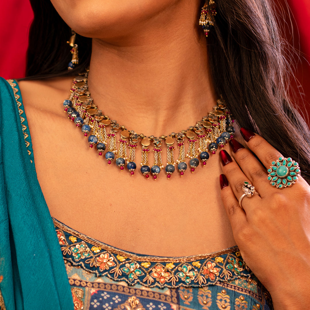 Rajwadi Neelkanth Necklace Set