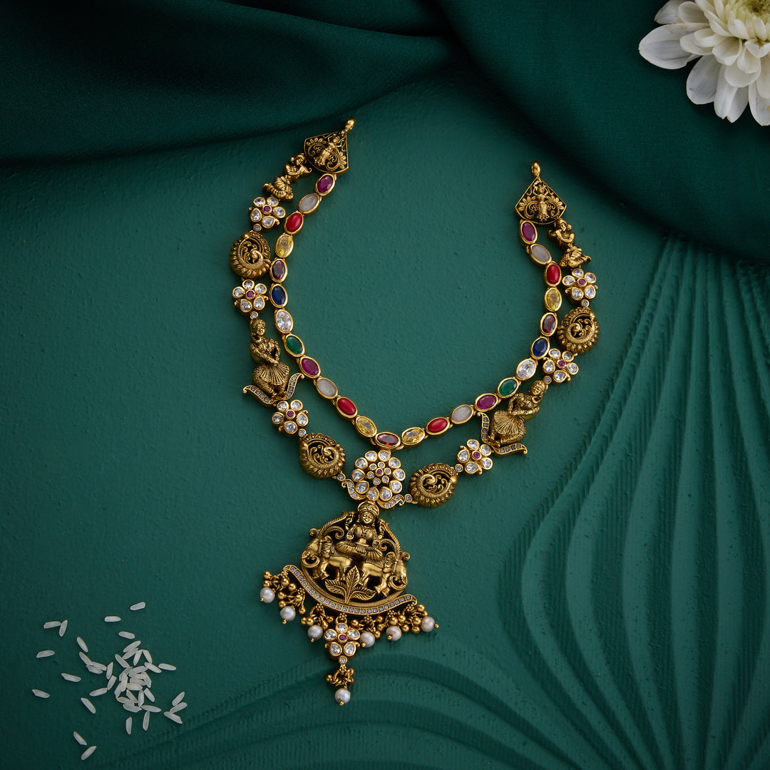Gaja Lakshmi Navaratna Short Necklace