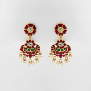 Floral Chandbali Kundan Earrings