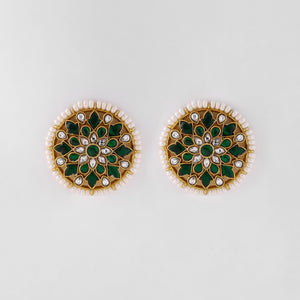 Emerald Kundan Studs