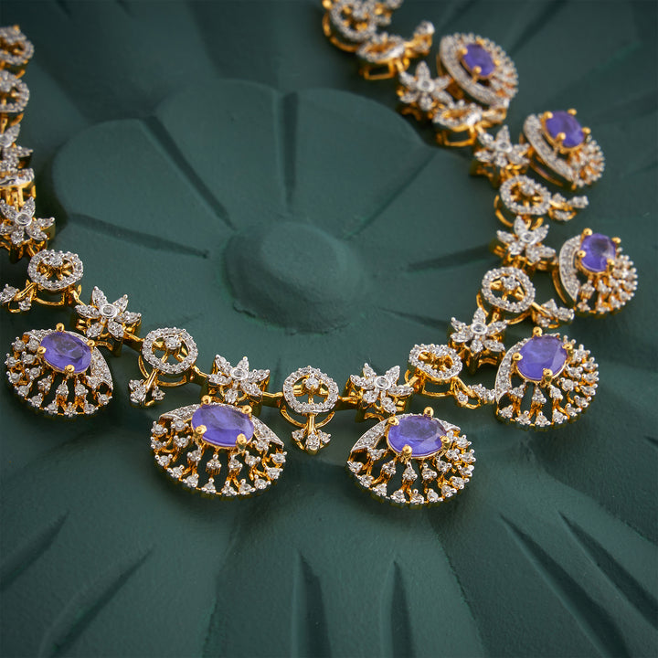 Amethyst Halo Necklace Set
