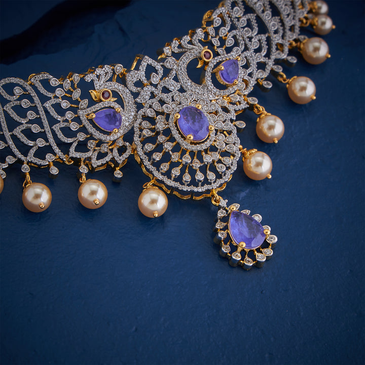 Violet Feather Drape Choker Set