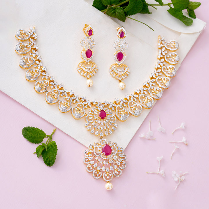 Crimson Tiara Necklace Set