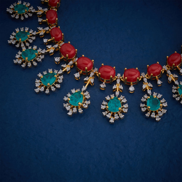 Coralique Cz Necklace Set