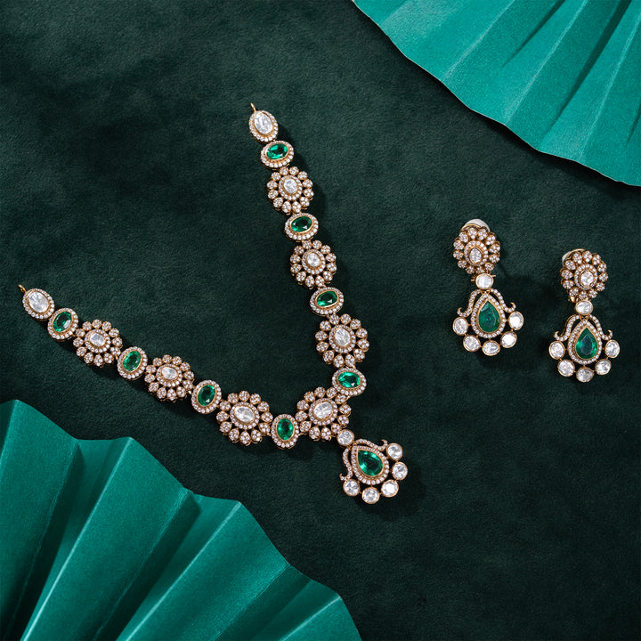 Crystal Gardenia Necklace Set