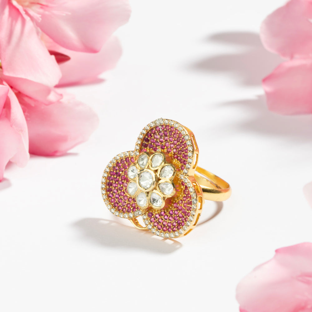 Blush Fleur Polki Ring