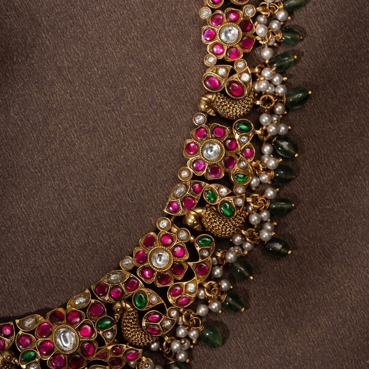 Roseate Feather Kundan Necklace