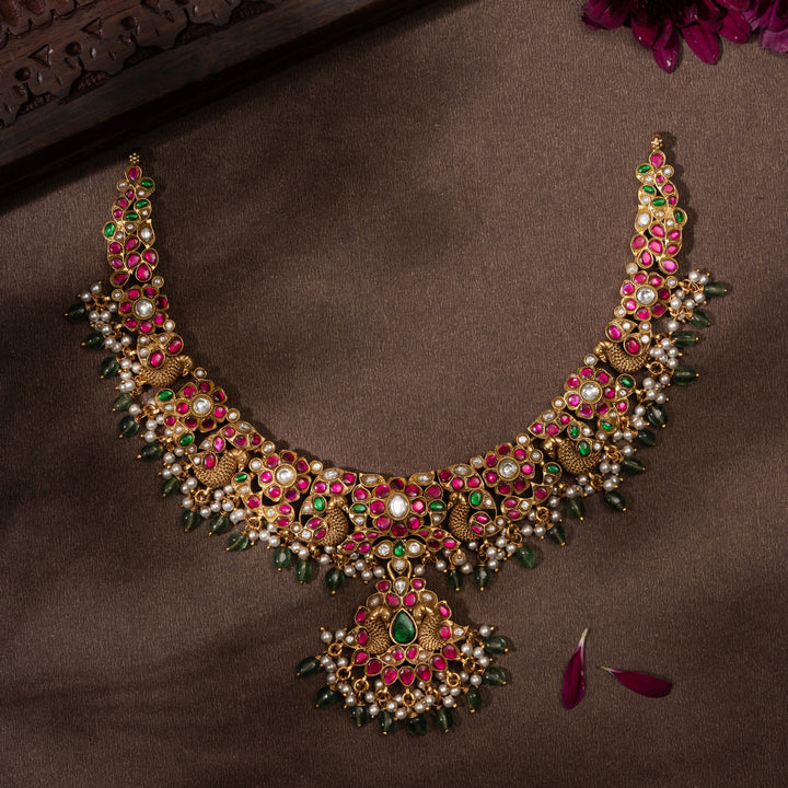 Roseate Feather Kundan Necklace
