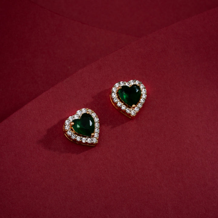 Heart-Green CZ Studs