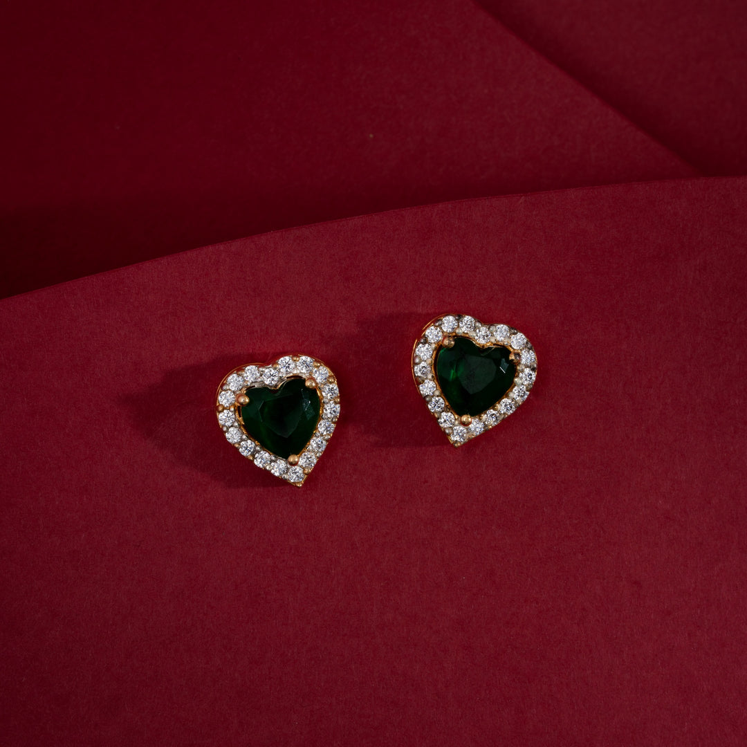 Heart-Green CZ Studs