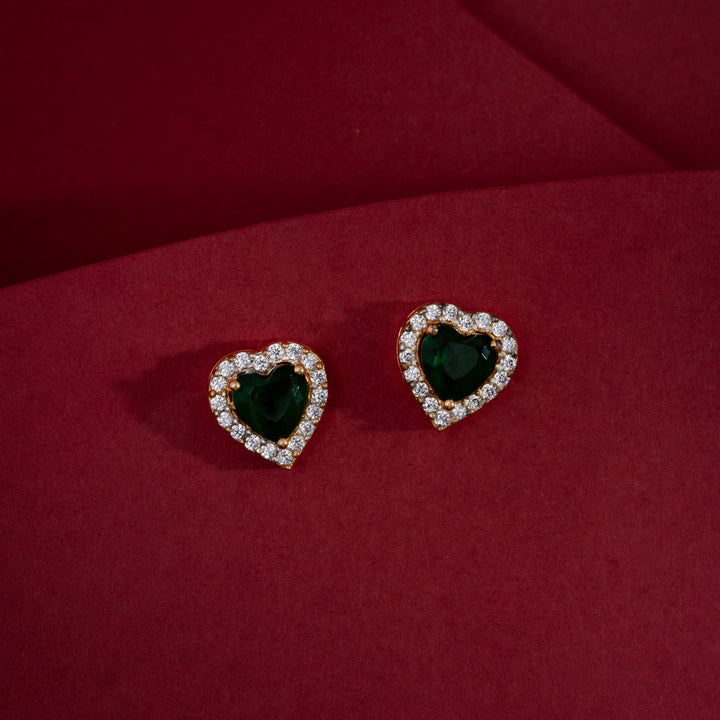 Heart-Green CZ Studs