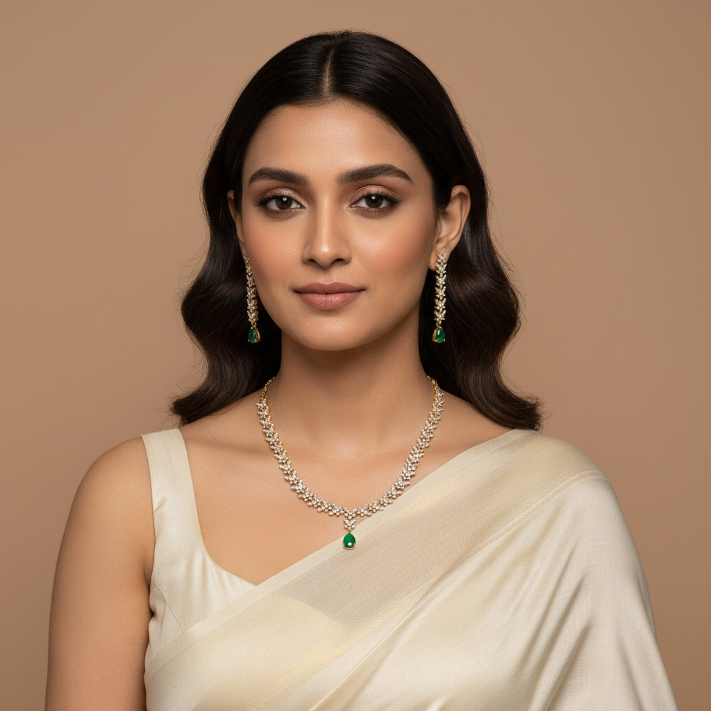 Pear-Drop CZ Necklace Set