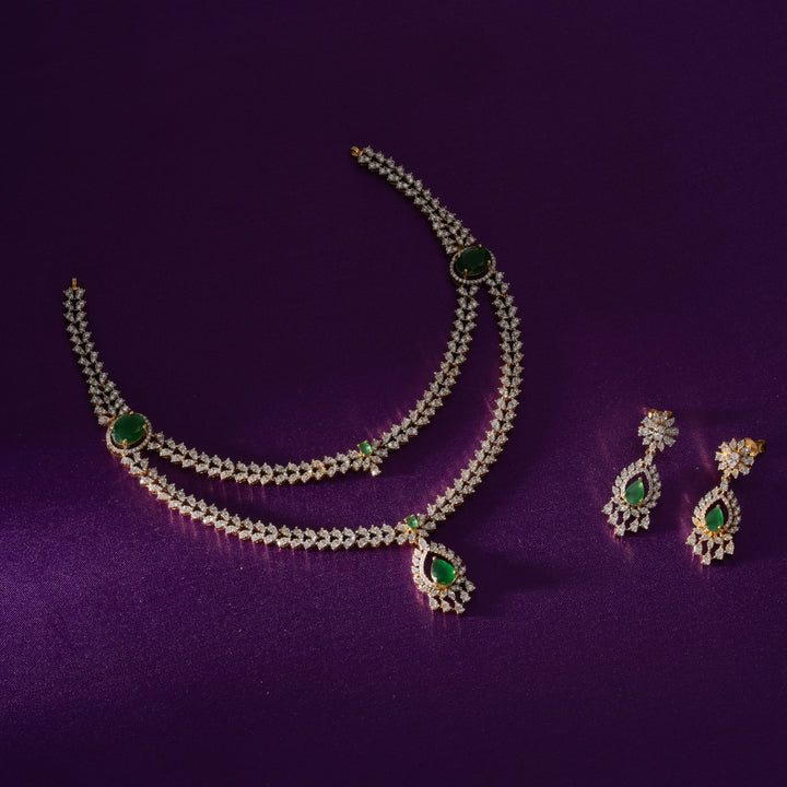 Verdant-Layers CZ Necklace Set