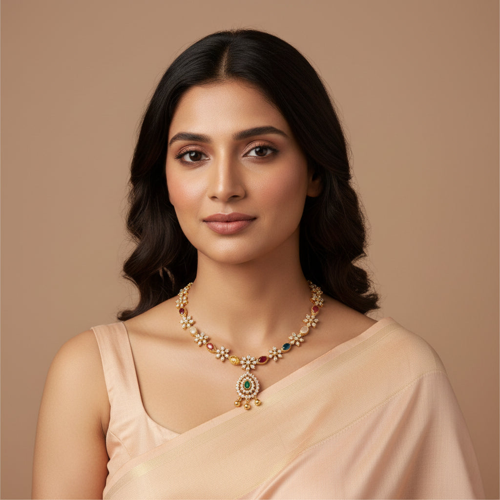 Navaratna-Floraline Stone Necklace