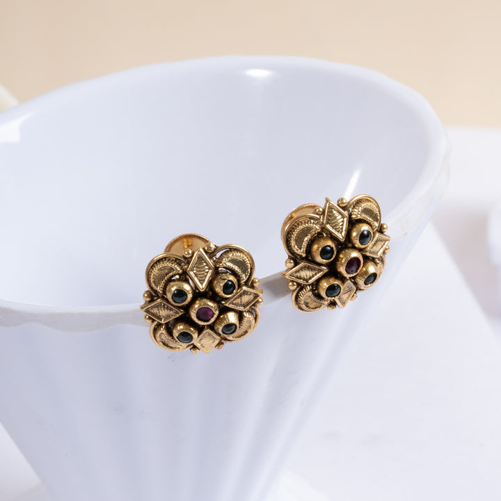 Golden Veil Stud Earrings