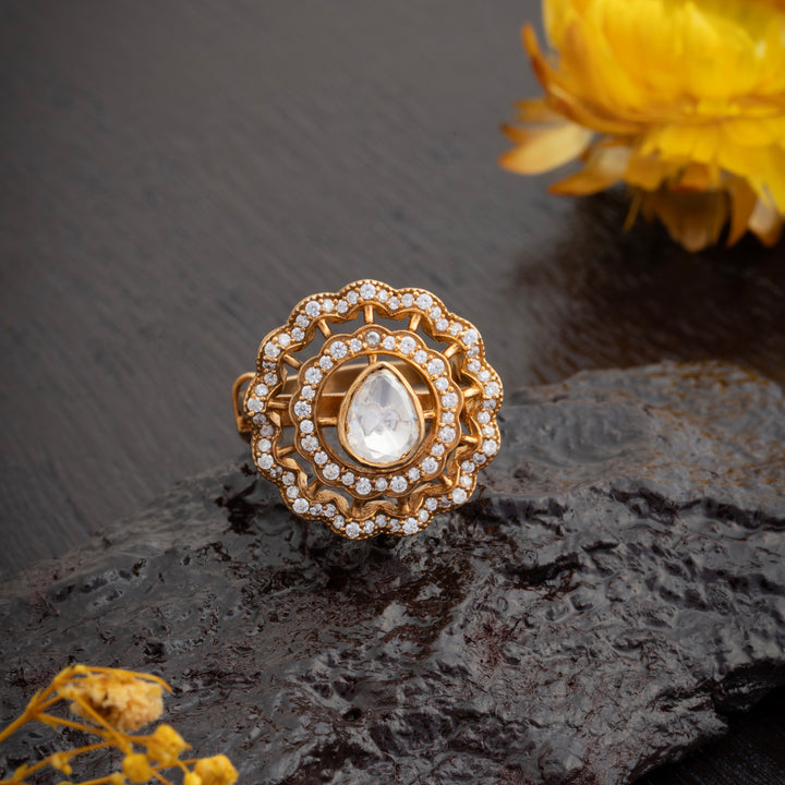 Celest Pear Victorian Ring