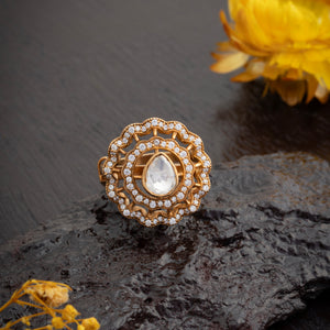 Celest Pear Victorian Ring
