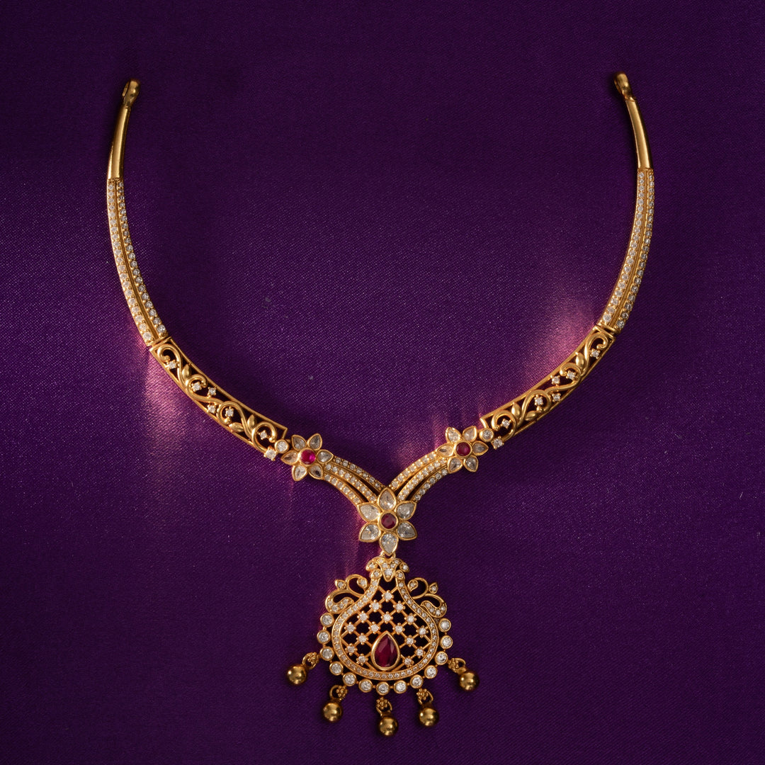 Surkh Swarna Stone Necklace