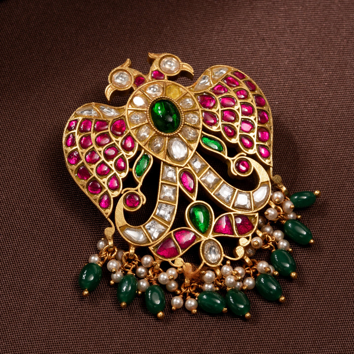 Twin-Eagle Kundan Pendant Set