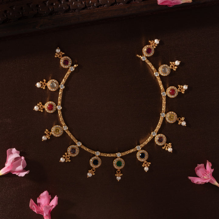 Navaratna Of Circle Stone Necklace