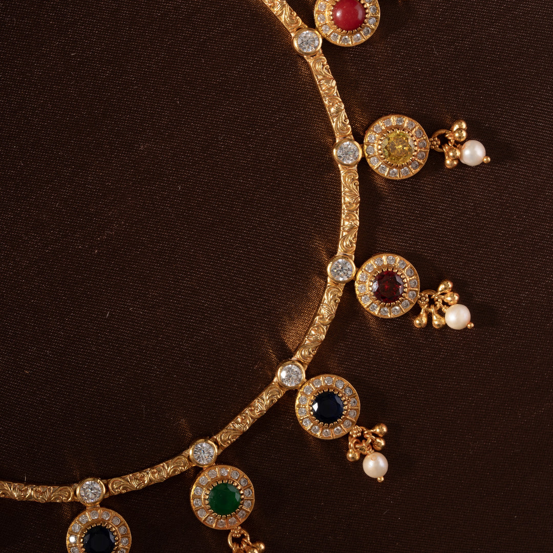 Navaratna Of Circle Stone Necklace