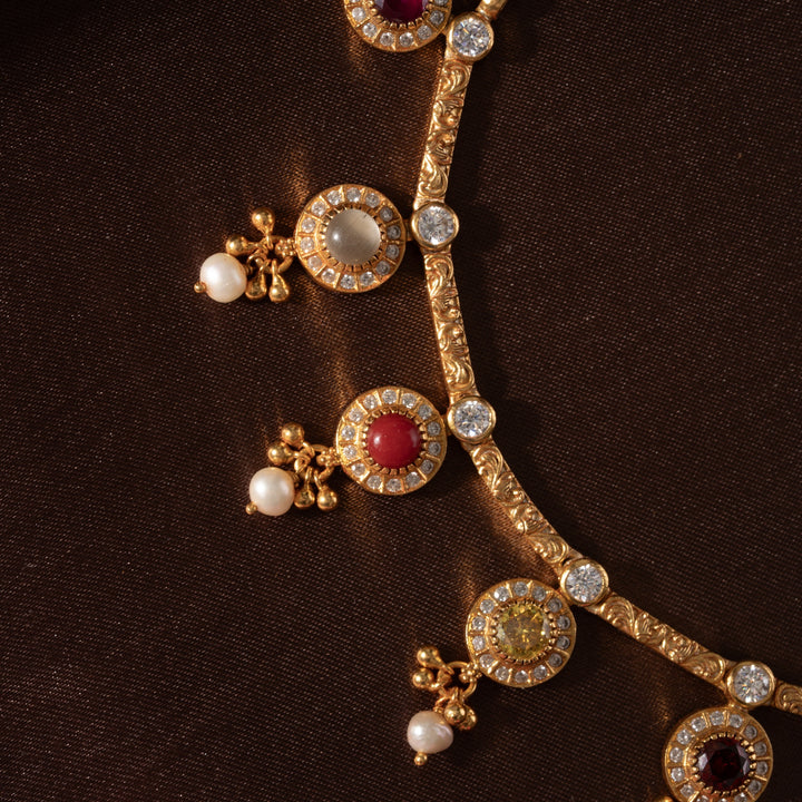 Navaratna Of Circle Stone Necklace
