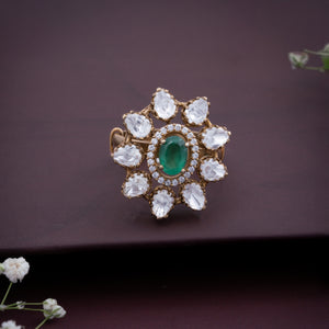 Green Petal Crown Ring