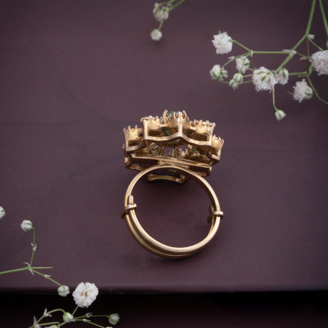 Green Petal Crown Ring