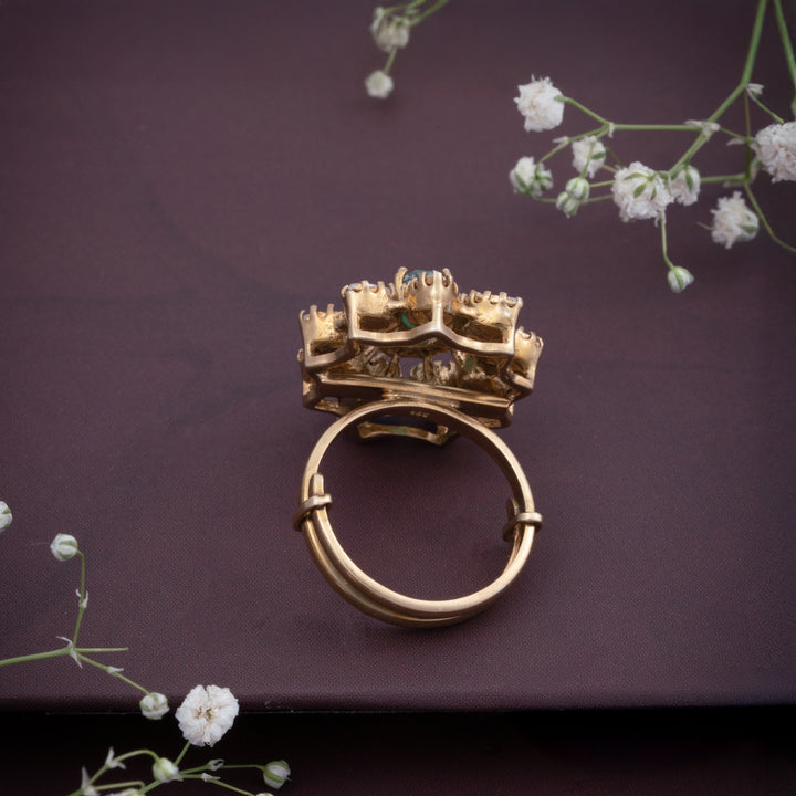 Green Petal Crown Ring