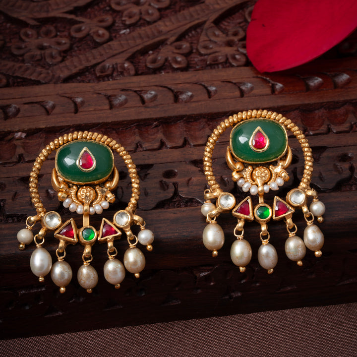 Jade Orchid Jadau Studs