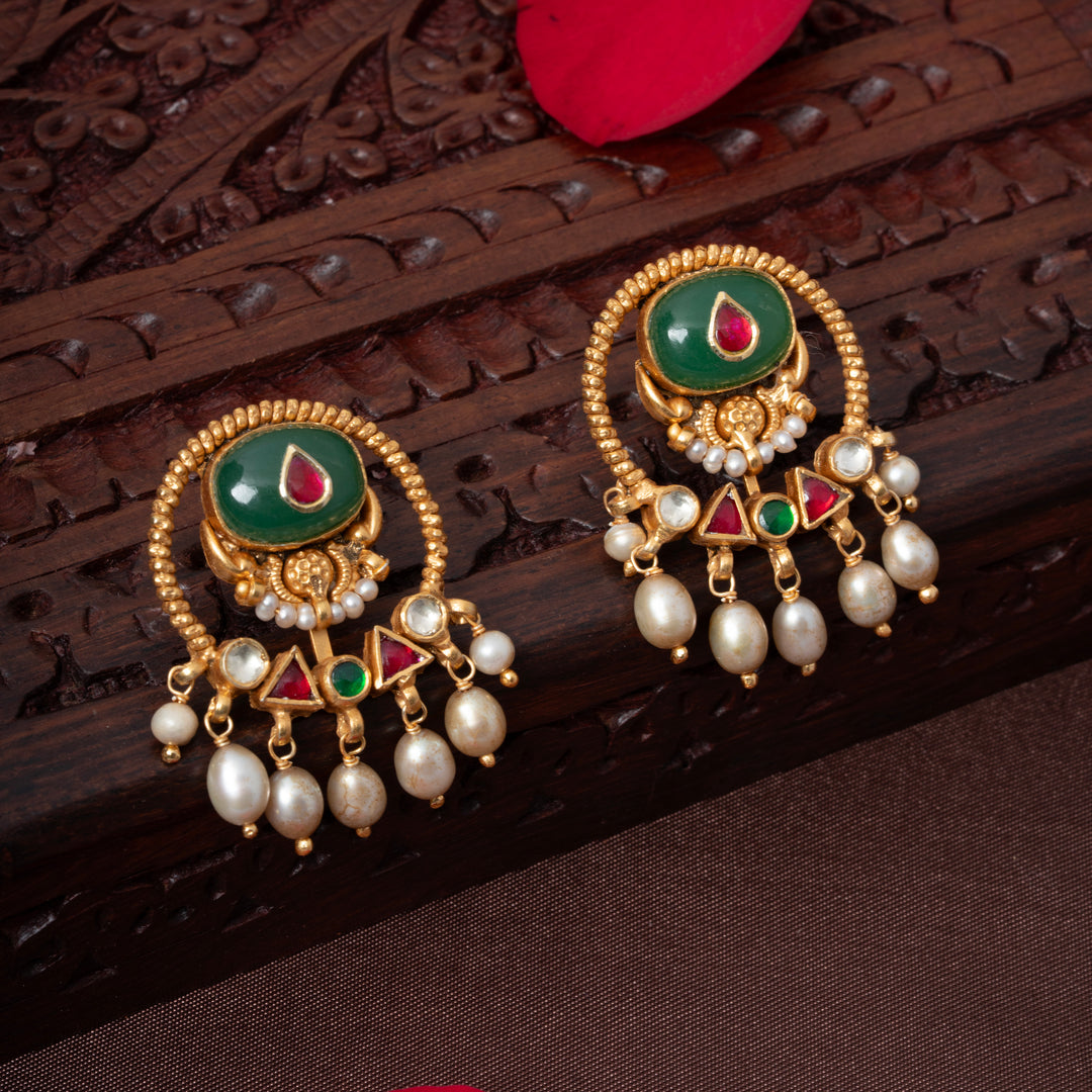 Jade Orchid Jadau Studs