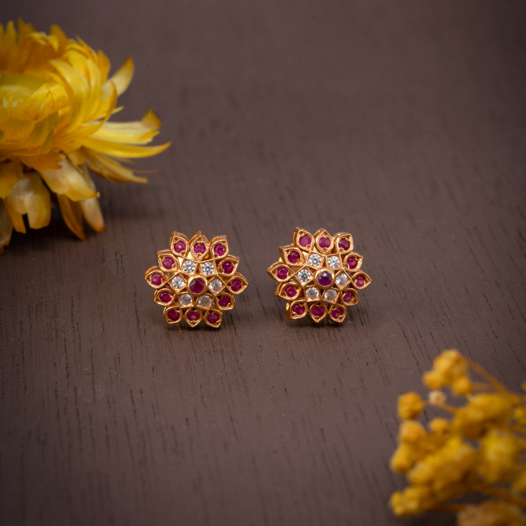 Ruby Pop Blooms Stud Earrings