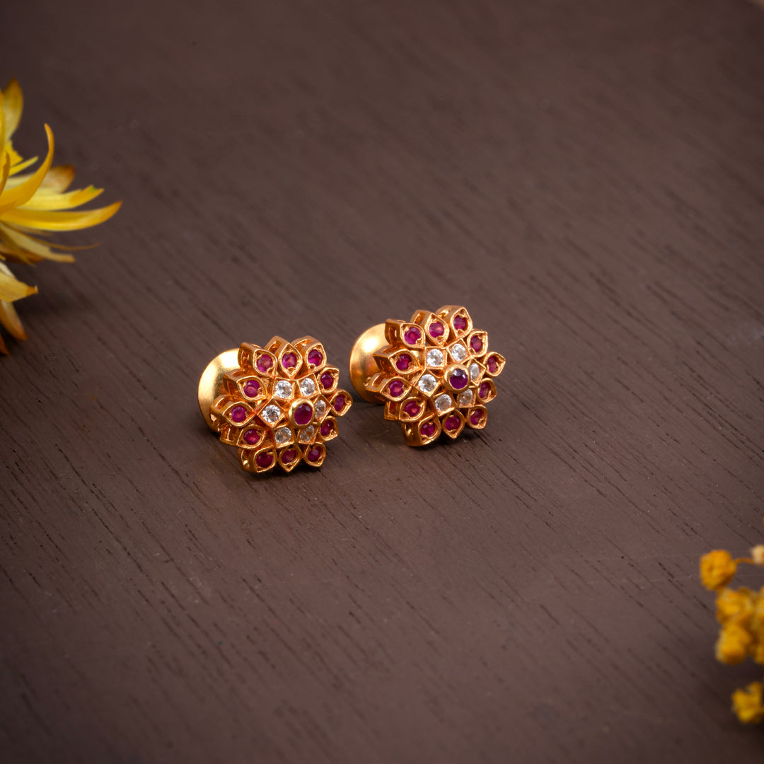Ruby Pop Blooms Stud Earrings
