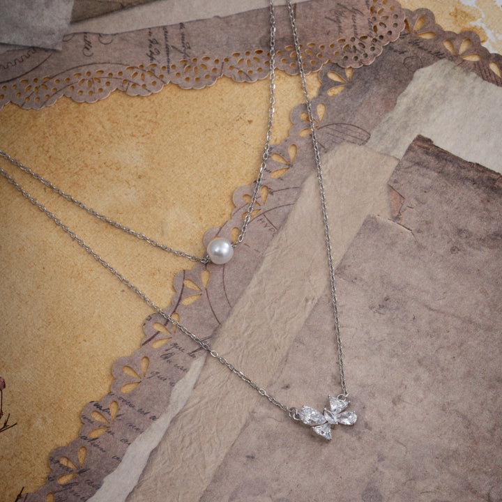 Bow-Pearl Chain Pendant