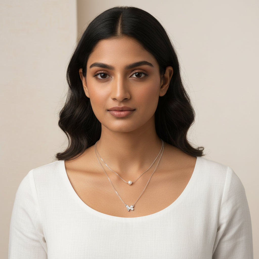 Bow-Pearl Chain Pendant