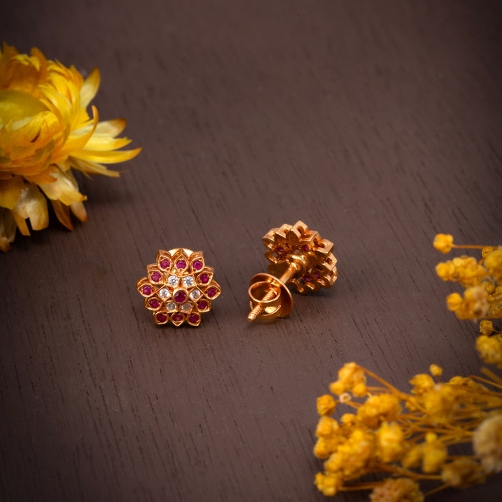 Ruby Pop Blooms Stud Earrings