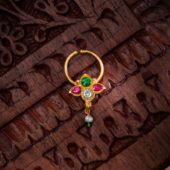 Lotus Kundan Septum Ring