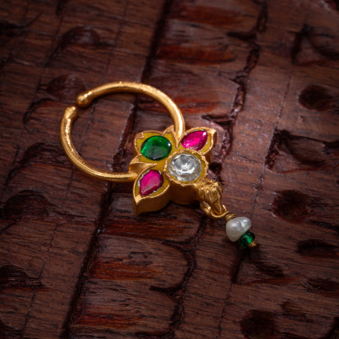 Lotus Kundan Septum Ring