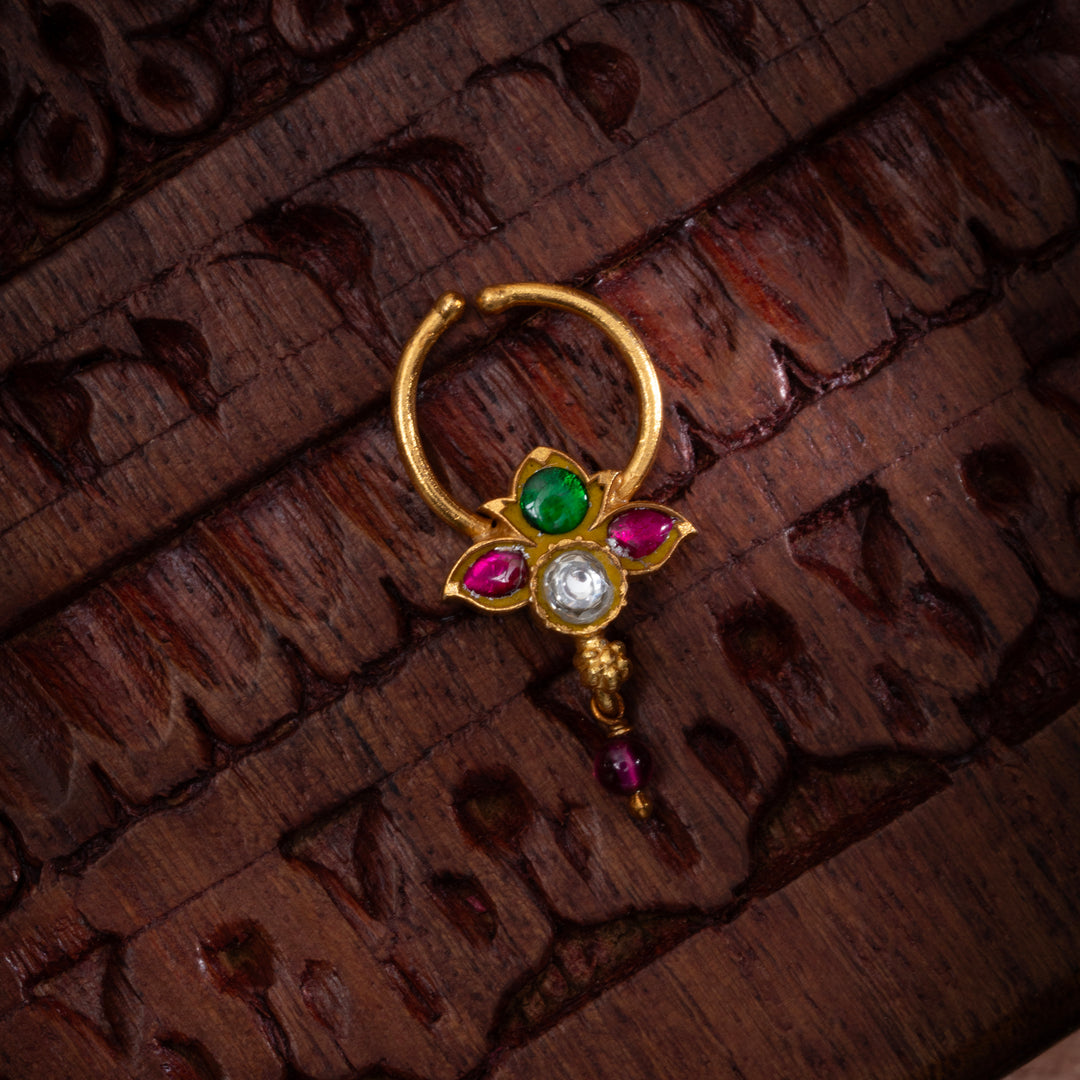 Lotus Kundan Septum Ring