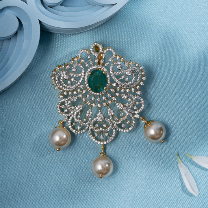 Jade Feather CZ Pendant
