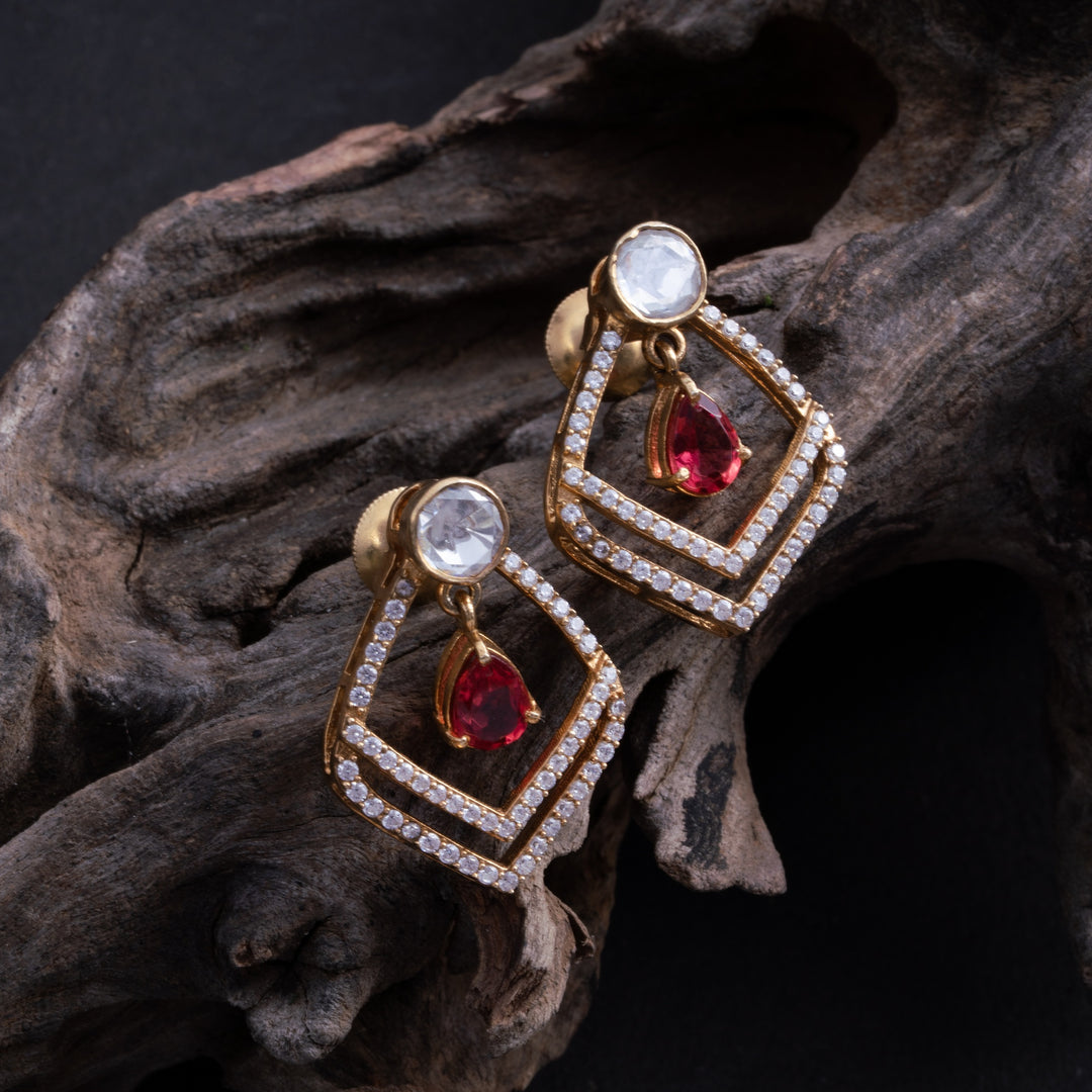 Ruby V-Drape Earrings
