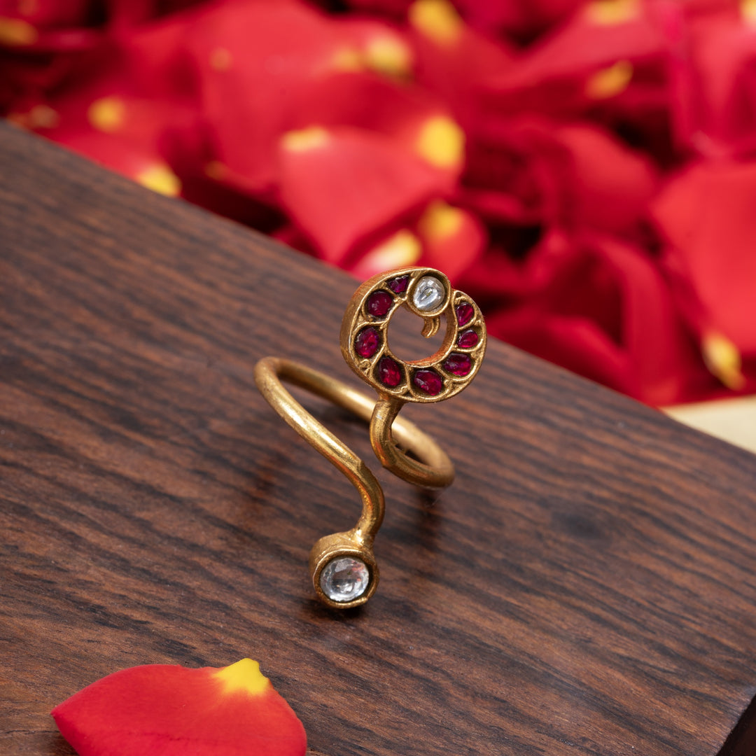 Peacock Kundan Ring