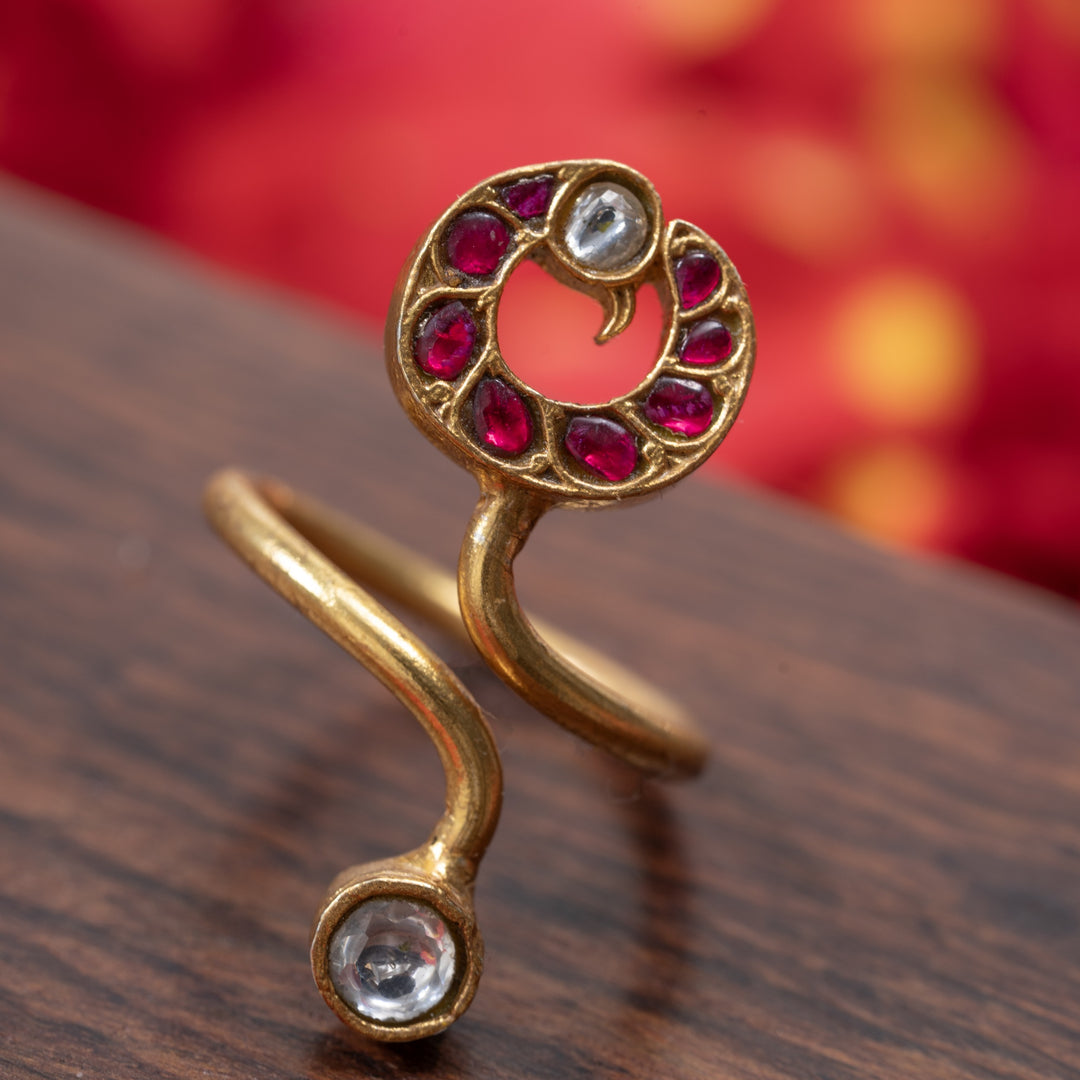 Peacock Kundan Ring