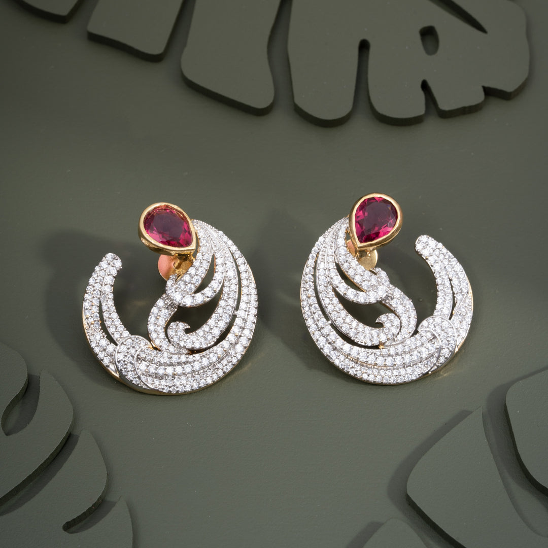 Crecent Moon CZ Studs