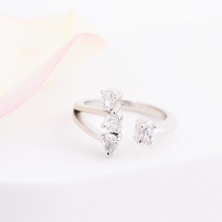 Tri-Pear CZ Ring