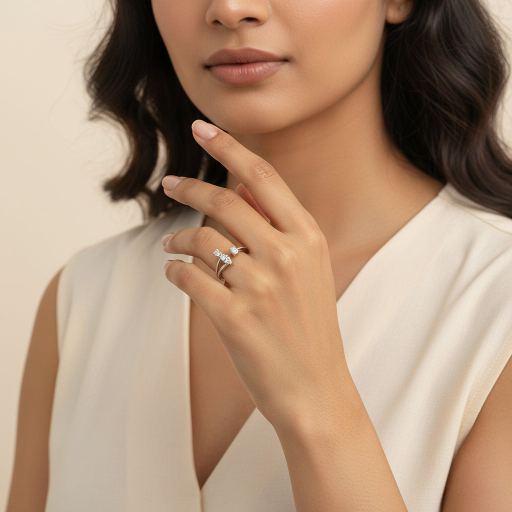 Tri-Pear CZ Ring