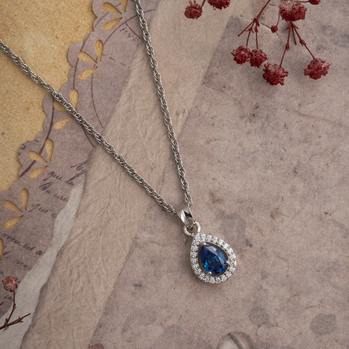 Pear-Blue Chain Pendant Set