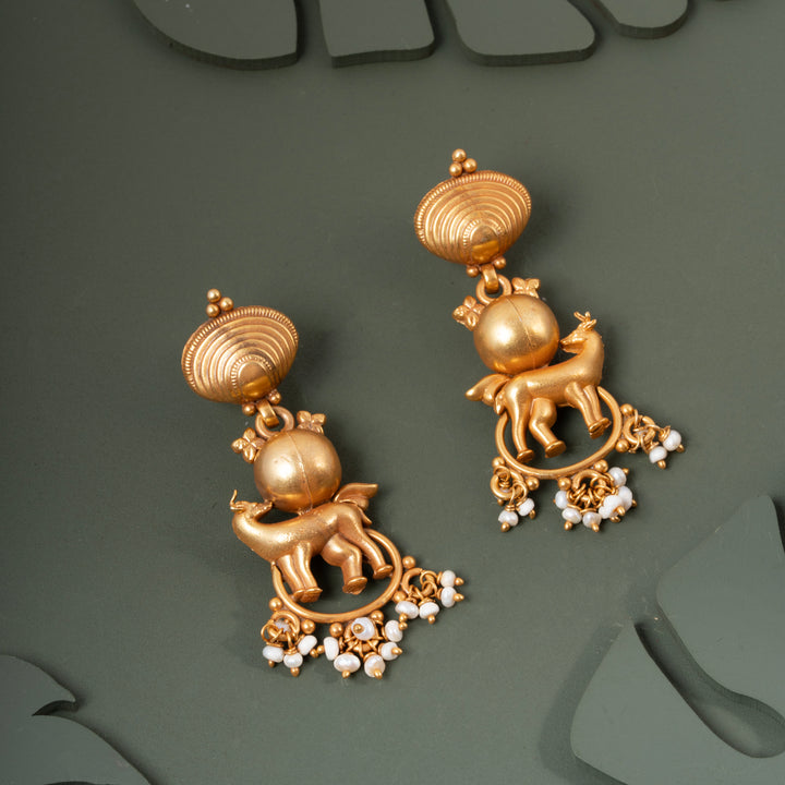 Vanika Deer Antique Danglers