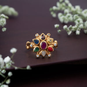 Navaratna Petal Ring