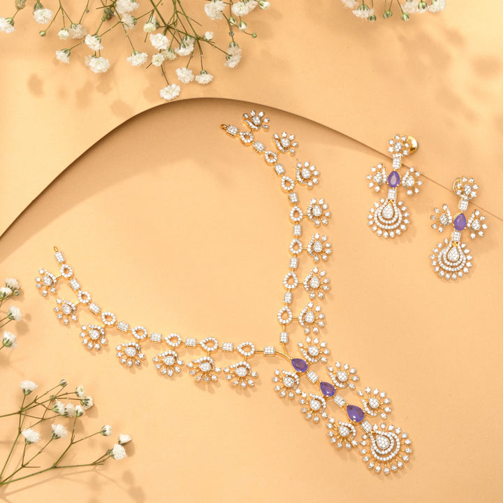 Lavender CZ Necklace Set